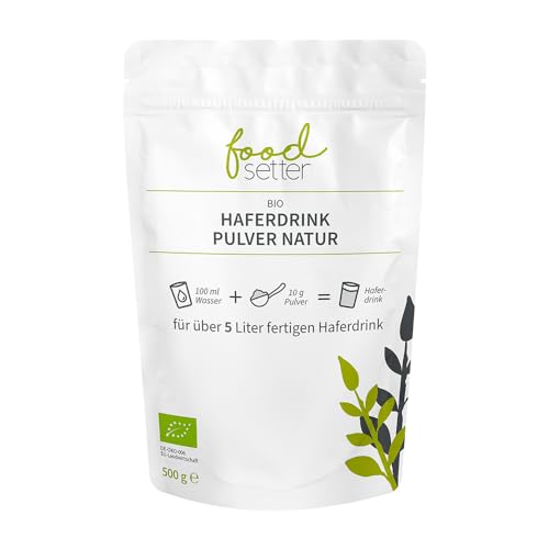 foodsetter Bio Haferdrink Pulver | 500g Beutel | Haferpulver | Instant Haferpulver | Bio-Quallität | Vegan | Glutenfrei | Ohne Zuckerzusatz | 0,5kg von Generisch