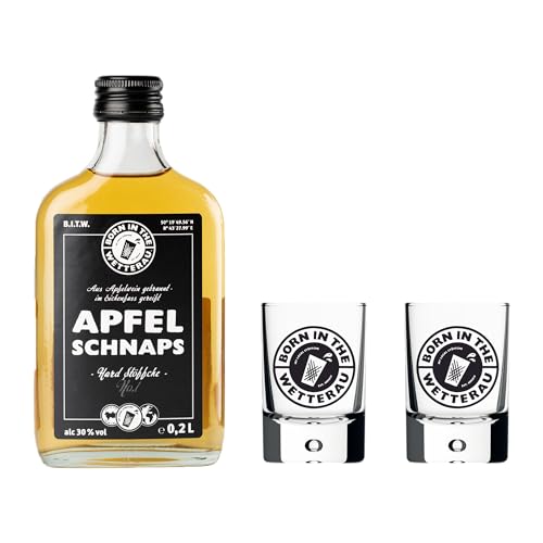 BitW 1x Apfelschnaps 0,2l + 2x Schnapsgläser 4cl | Apfelschnaps 30%-Vol | Born in the Wetterau von Generisch