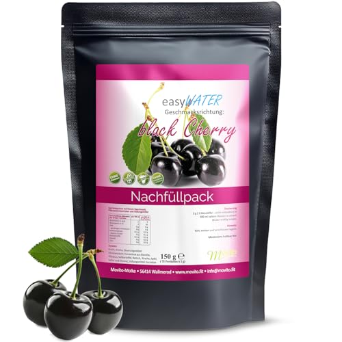 Black Cherry easyWater Getränkepulver│ Zuckerfreies Geschmackspulver für erfrischende Getränke │Nur 5 Kalorien auf 500ml Wasser│ohne Aspartam│Inhalt: 75 Portionen von Generisch