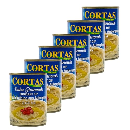 CORTAS - 6er Pack Original arabisches Baba Ghanoush Auberginendip in 380 g Dose - Auberginenpüree typisch orientalische Spezialität ideal zum Dippen oder als Brotaufstrich aus Libanon CORTAS - 6er Pack Original arabisches Baba Ghanoush Auberginendip in 380 g Dose - Auberginenpüree typisch orientalische Spezialität ideal zum Dippen oder als Brotaufstrich aus Libanon von Generisch