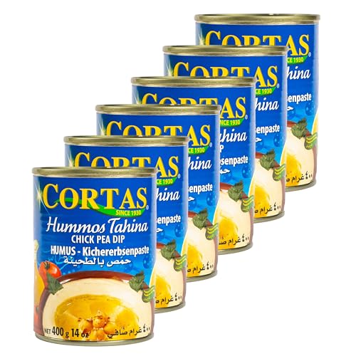 CORTAS - 6er Pack Original arabisches Kichererbsenpüree Hummus Tahina in 400 g Dose - Typisch orientalische Spezialität Humus Kichererbsenpaste Chick Pea Dip aus Libanon CORTAS - 6er Pack Original arabisches Kichererbsenpüree Hummus Tahina in 400 g Dose - Typisch orientalische Spezialität Humus Kichererbsenpaste Chick Pea Dip aus Libanon von Generisch