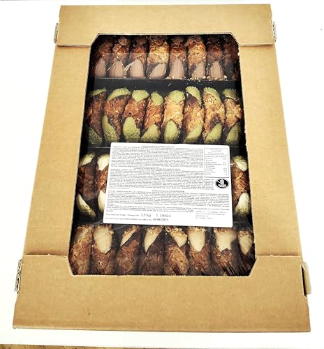 Cannoli siciliani, Cannoli Mischung 40 St., Mandelkrokantröllchen gefüllt mit Pistaziecreme, Nougat, Haselnusscrem und Tiramisùcreme, ca. 1500g von Generisch