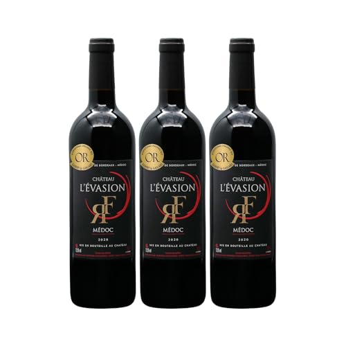 Château l'Évasion Médoc Rotwein 2020 - g.U. - Bordeaux Frankreich - Rebsorte Merlot, Cabernet Sauvignon - 3x75cl von Generisch