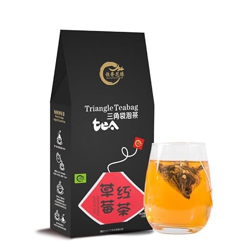 Chinas Original ökologischer Blütentee Natürlicher Bio-Blütentee Verschiedene Koffeinfrei Biologisch Abbaubar Cold Brew Tea Im Dreiecksbeutel Grünes Lebensmittel (Erdbeer-Schwarztee) von Generisch