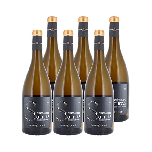 Costières de Nîmes Vignobles & Compagnie Weißwein 2019 - Château des Sources - g.U. - Rhonetal Frankreich - Rebsorte Marsanne, Roussanne - 6x75cl von Generisch