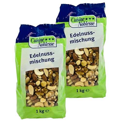 Cuisine Noblesse - 2er Pack Premium Edel-Nussmischung 1 kg Großpackung in Gastro-Qualität - Nusskernmischung: Mandeln, Cashewkerne, Haselnüsse, Walnüsse - Nuss Mischung Natur, ungesalzen & ungeröstet von Generisch