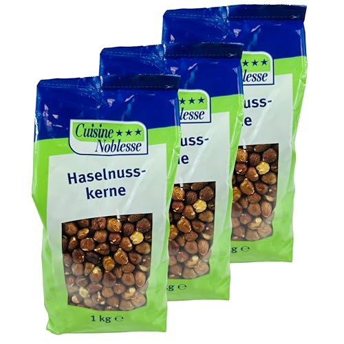 Cuisine Noblesse - 3er Pack Premium Haselnusskerne 1 kg Packung in Gastro-Qualität - 100% Naturbelassen (mit Haut) - Haselnüsse ungesalzen und ungeröstet - Natur Haselnuss Kerne ganz ohne Zusätze von Generisch