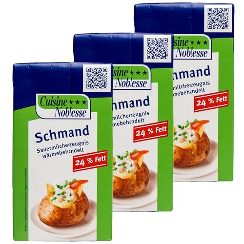 Cuisine Noblesse - 3er Pack Schmand haltbar 24% Fett in 1 kg Packung - H-Schmand Sauermilcherzeugnis wärmebehandelt ideal zum Kochen - Für die Gastro und Großverbraucher Cuisine Noblesse - 3er Pack Schmand haltbar 24% Fett in 1 kg Packung - H-Schmand Sauermilcherzeugnis wärmebehandelt ideal zum Kochen - Für die Gastro und Großverbraucher von Generisch