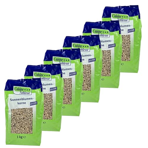 Cuisine Noblesse - 6er Pack Premium Sonnenblumenkerne geschält & ungesalzen 1 kg Packung in Gastro-Qualität - 100% Naturrein vollaromatisch ideal als Lebensmittel oder als Vogelfutter von Generisch