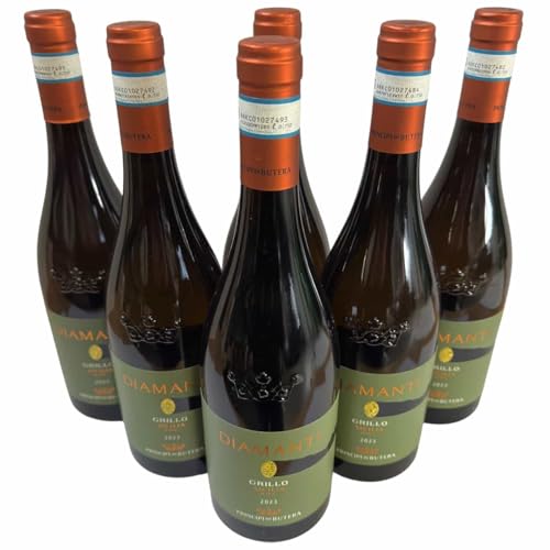 DIAMANTI Grillo Sicilia DOC 2023, Principi di Butera, Weißwein aus Italien, 750ml, 6er-Set von Generisch