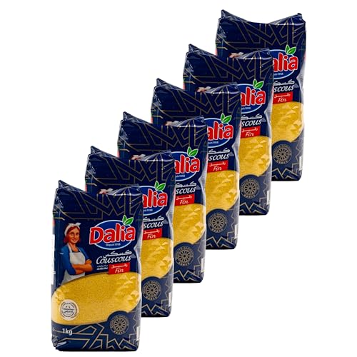 Dalia Fin - 6er Pack Premium Hartweizen Couscous aus Marokko 1 kg Naturrein Original Cous Cous aus ausgewählten Hartweizengrieß - Luftig, locker und vollaromatisch für orientalische Gerichte von Generisch