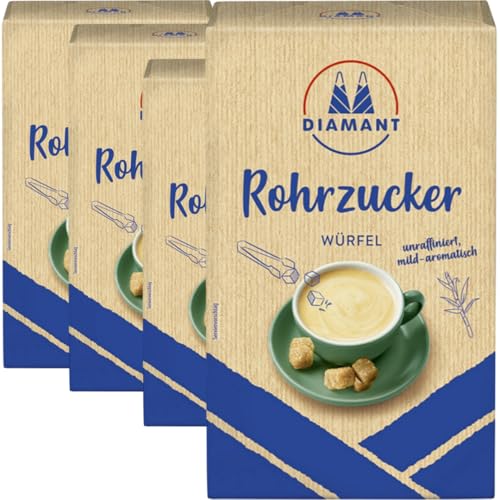 Diammant Würfel Rohrzucker unraffiniert Zucker Sugar 500 Gramm, 4er von Generisch