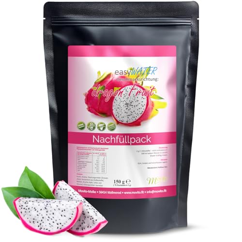 Dragon Fruit easyWater Getränkepulver│ Zuckerfreies Geschmackspulver für erfrischende Getränke │Nur 5 Kalorien auf 500ml Wasser│ohne Aspartam│Inhalt: 75 Portionen von Generisch