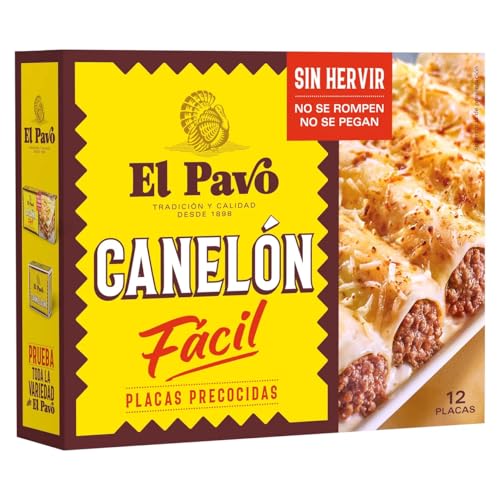 EL PAVO Cannelloni-Nudeln, vorgekochte und getrocknete laminierte Nudeln 12 Stück 80 g 10er-Pack. von Generisch