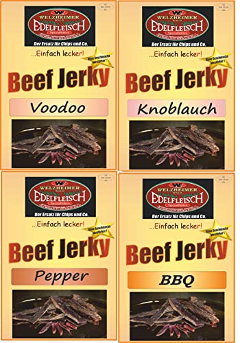 Edelfleisch 1200 Gramm Biltong Beef Jerky Probierpaket 4 Sorten BBQ+Voodoo+Knoblauch+Pfeffer STIX Edelfleisch 1200 Gramm Biltong Beef Jerky Probierpaket 4 Sorten BBQ+Voodoo+Knoblauch+Pfeffer STIX von Generisch