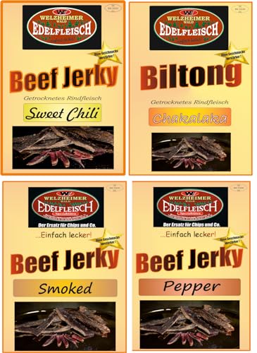 Generisch Edelfleisch 2 Kg Mega Biltong Beef Jerky Probierpaket 4 Sorten Sweet Chili+Chakalaka+Smoked+Pepper STIX Generisch Edelfleisch 2 Kg Mega Biltong Beef Jerky Probierpaket 4 Sorten Sweet Chili+Chakalaka+Smoked+Pepper STIX von Generisch