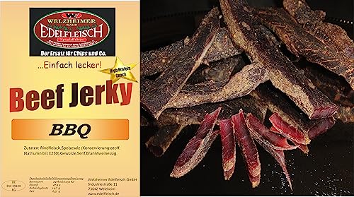 Edelfleisch 300 Gramm Biltong Beef Jerky Eigene Herstellung versch. Sorten am Stück/Stix… (BBQ Mischung) von Generisch