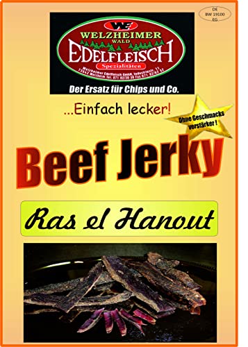 Edelfleisch 300 Gramm Biltong Beef Jerky Eigene Herstellung versch. Sorten am Stück/Stix… (Ras el Hanout) von Generisch