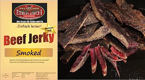 Edelfleisch 300 Gramm Biltong Beef Jerky Eigene Herstellung versch. Sorten am Stück/Stix… (Smoked geräuchert) von Generisch