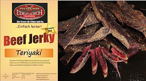 Edelfleisch 300 Gramm Biltong Beef Jerky Eigene Herstellung versch. Sorten am Stück/Stix… (Teriyaki) von Generisch