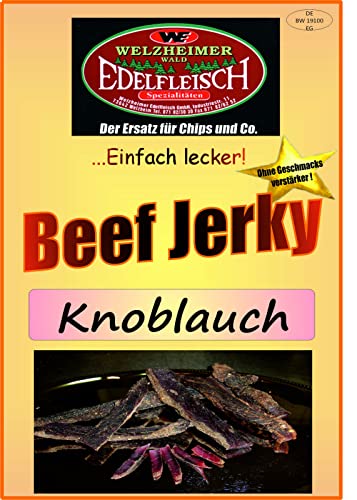 Edelfleisch 500 Gramm Biltong Beef Jerky Eigene Herstellung versch. Sorten am Stück/Stix… (Knoblauch) von Generisch