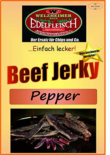 Edelfleisch 500 Gramm Biltong Beef Jerky Eigene Herstellung versch. Sorten am Stück/Stix… (Pfeffer) von Generisch