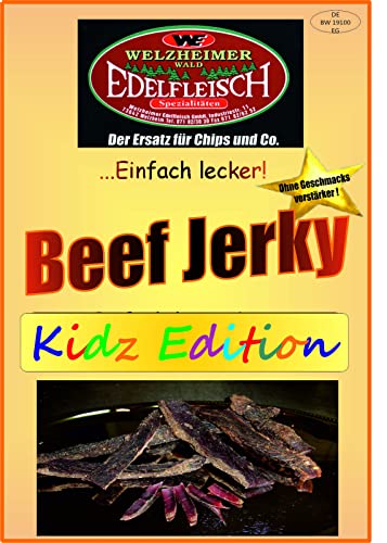 Edelfleisch 5x50 Gramm Beef Jerky geschnitten Kidz Edition Biltong Eigene Herstellung von Generisch