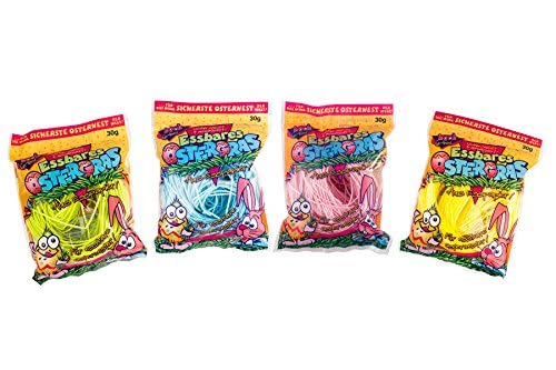 Essbares Ostergras in 4 verschiedenen Farben (Essbares Papier), geeignet zum Dekorieren für das Osternest und zum Vernaschen, im 30 g Beutel von Dttra