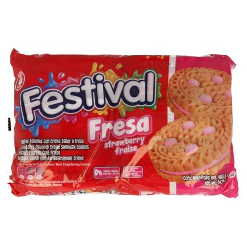 FESTIVAL Kekse gefüllt mit Erdbeercreme 415 g. 3er-Pack von Generisch