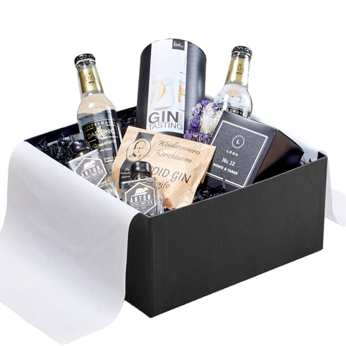 GIN GIN! Geschenk für Gin-Liebhaber - handdestillierter Dry Gin aus Bayern mit Tonic Water - Sojawachskerze Honig & Tabak - Eisch Gin Tonic Glasset mundgeblasen - Woid-Gin-Naturseife vegan von Generisch