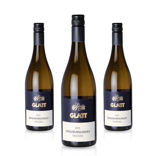 GLATT Grauburgunder trocken 2021 | Qualitätswein vom Kaiserstuhl/Baden, Deutschland | Leicht & Fruchtig im Geschmack | Weißwein aus der Pinot Gris-Traube (3x0,75l) von Generisch
