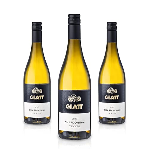 GLATT • Chardonnay trocken 2020 | Qualitätswein vom Kaiserstuhl/Baden, Deutschland | Fruchtig Pikant im Geschmack | Weißwein aus der Chardonnay-Traube (3x0,75l) von Generisch