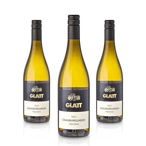 GLATT • Grauburgunder trocken 2020 | Qualitätswein vom Kaiserstuhl/Baden, Deutschland | Leicht & Fruchtig im Geschmack | Weißwein aus der Pinot Gris-Traube (3x0,75l) von Generisch