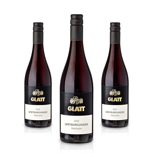GLATT • Spätburgunder trocken 2020 | Qualitätswein vom Kaiserstuhl/Baden, Deutschland | Samtig und Kräftig im Geschmack | Rotwein aus der Pinot Noir-Traube (3x0,75l) von Generisch
