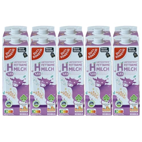 GUGUNS Laktosefreie H-Milch – Fettarm, Bekömmlich, Lange Haltbar | Herkunft Deutschland | 1,5% Fett – Nettovolumen 1 Liter, 10 er GUGUNS Laktosefreie H-Milch – Fettarm, Bekömmlich, Lange Haltbar | Herkunft Deutschland | 1,5% Fett – Nettovolumen 1 Liter, 10 er von Generisch