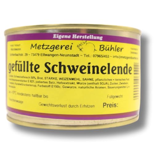 Gefüllte Schweinelende Fertiggericht in der Dose 400g, 800g Fleischkonserve Schweinefleisch Premium lang haltbares Essen von der Landmetzgerei Bühler (400g) von Generisch