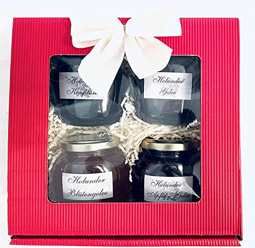 Geschenkset/Präsentset " Holunder Delikatessen " Holundergelee, Holunderblütengelee, Holunder - Konfitüre + Holunder-Apfel-Gelee von Generisch