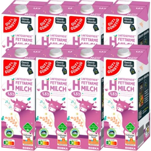 Gut&Güntig fettarme Lactosefrei Haltbare Milch 1,5% Fett Haltbare Milch, je 1 Liter, 8 Stück Gut&Güntig fettarme Lactosefrei Haltbare Milch 1,5% Fett Haltbare Milch, je 1 Liter, 8 Stück von Generisch