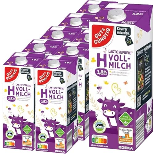 Gut&Güntig fettarme Lactosefrei Haltbare Milch 3,8% Fett Haltbare Milch, je 1 Liter, 12 Stück von Generisch