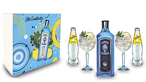 Individuelles Angebot, hergestellt mit Bombay Sapphire - Eat Tonic Geschenkset - EAST Gin 0,7L (42% Vol) + 2er Set Ballon Glas + 2x Tonic Water 200ml inkl. Pfand MEHRWEG - [Enthält Sulfit von Generisch