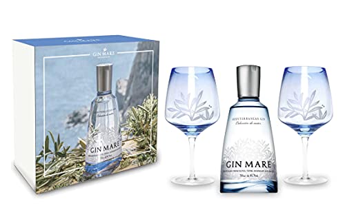 Individuelles Geschenkset mit Gin Mare Geschenkset Mediterranean Gin 0,7L (42,7% Vol) + 2x Gin Mare Ballonglas / 2er Gläser Set -[Enthält Sulfite] von Generisch
