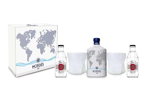 Individuelles Geschenkset mit Nordes Atlantic Geschenkset Gin aus Galizien 0,7l (40% Vol) + 2x Gläser Tumbler weiss + 2x Goldberg Japanese Yuzu Tonic 200ml inkl. Pfand EINWEG - [Enth von Generisch