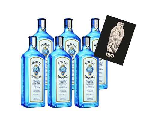 Individuelles Set mit Bombay Sapphire 6er Set Distilled London Dry Gin 6x 1L (40% vol) Vapour infused- [Enthält Sulfite] von Generisch