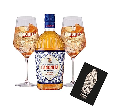 Generisch Individuelles Set mit Canonita Set - Aperitif de Mallorca 0,75L (18% Vol) +2x Canonita Glas/Aperitivo de Naranjas- [Enthält Sulfite] von Generisch