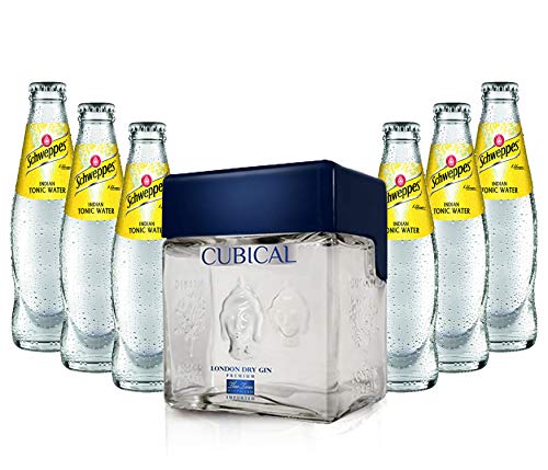 Individuelles Set mit Gin Tonic Set - Cubical London Dry Gin 0,7l (40% Vol) + 6x Schweppes Tonic Water 200ml inkl. Pfand MEHRWEG -[Enthält Sulfite] von Generisch