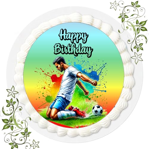 J & G FONDANT Tortenbild, Zuckerbild mit Motiv, Essbares Foto für Torten, Tortenbild, Tortenaufleger Ø 20cm FONDANT Fussball Nr. 98 J & G FONDANT Tortenbild, Zuckerbild mit Motiv, Essbares Foto für Torten, Tortenbild, Tortenaufleger Ø 20cm FONDANT Fussball Nr. 98 von Generisch