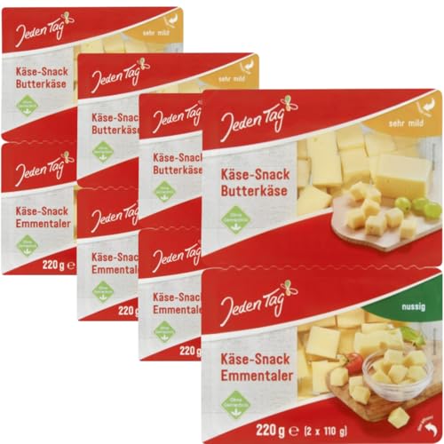 JEDDEN TAG Käse-Snack Butterkäse/Emmentaler Käse 220 gramm, 4er JEDDEN TAG Käse-Snack Butterkäse/Emmentaler Käse 220 gramm, 4er von Generisch