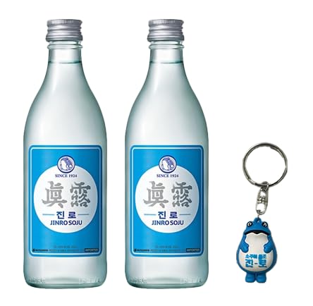 JINRO Soju, Jinro is Back, Koreanisches alkoholisches Getränk, milder Geschmack, 16% vol., 2 x 350 ml + Key ring von Generisch