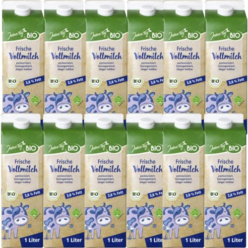 Jedden Tag Frische Vollmilch milch 3,8% Fett 1000 Mililiter, 12 Er [ Frische Milch ] von Generisch