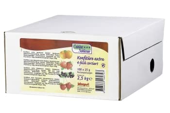 Konfitüre kleine Portionen 4-fach sortiert 100 x 25g | Marmelade in Portionspackungen für Gastro | Erdbeer, Aprikose, Kirsche & Johannesbeere | Für Gastronomie, Hotels, Imbiss von Generisch